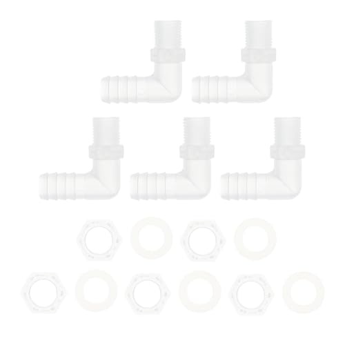 HOPESPANNER Kunststoff-Schlauchstutzen 7/16" Schlauch-ID G1/4 männlicher NPT-Winkelstutzen PP 1 Satz von HOPESPANNER
