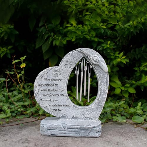 HOPEYHFM Gedenkstein für Haustiere mit Windspiel,Grabsteinstatuen für Haustiere,Wetterfeste Gartendekoration Gedenkstein,Draußen Herzförmig Kunstharz Skulptur für Garten Terrasse Balkon HOPEYHFM Gedenkstein für Haustiere mit Windspiel,Grabsteinstatuen für Haustiere,Wetterfeste Gartendekoration Gedenkstein,Draußen Herzförmig Kunstharz Skulptur für Garten Terrasse Balkon von HOPEYHFM