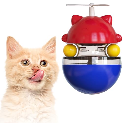 HOPEYHFM Katzen-Leckerli-Ballspender,Snackball Katzen Höhe 15,5cm,Spielzeug Ball für Undichtes Katzenfutter,Puzzle Feeder Katzen Interaktives Spielzeug für Hunde,Haustiere (Blau) von HOPEYHFM