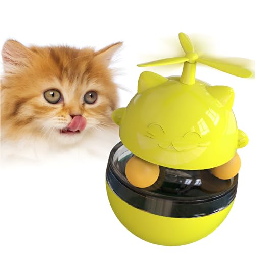 HOPEYHFM Katzen-Leckerli-Ballspender,Snackball Katzen Höhe 15,5cm,Spielzeug Ball für Undichtes Katzenfutter,Puzzle Feeder Katzen Interaktives Spielzeug für Hunde,Haustiere (Gelb) von HOPEYHFM
