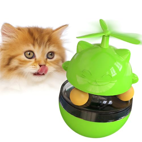HOPEYHFM Katzen-Leckerli-Ballspender,Snackball Katzen Höhe 15,5cm,Spielzeug Ball für Undichtes Katzenfutter,Puzzle Feeder Katzen Interaktives Spielzeug für Hunde,Haustiere (Grün) von HOPEYHFM