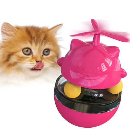 HOPEYHFM Katzen-Leckerli-Ballspender,Snackball Katzen Höhe 15,5cm,Spielzeug Ball für Undichtes Katzenfutter,Puzzle Feeder Katzen Interaktives Spielzeug für Hunde,Haustiere (Rot) von HOPEYHFM