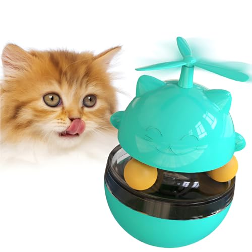 HOPEYHFM Katzen-Leckerli-Ballspender,Snackball Katzen Höhe 15,5cm,Spielzeug Ball für Undichtes Katzenfutter,Puzzle Feeder Katzen Interaktives Spielzeug für Hunde,Haustiere (Seeblau) von HOPEYHFM