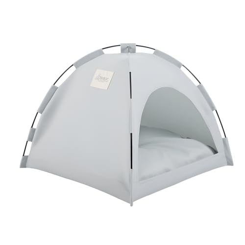 Hopeyhfm Haustier Zelt Outdoor mit doppelseitigem Kissen, Abnehmbar Waschbares Katzenzelthaus, Katzen zeltbett, Tragbar Wasserdichtes Haustierhütte, für Kätzchen, Welpen (Grau,M) von HOPEYHFM