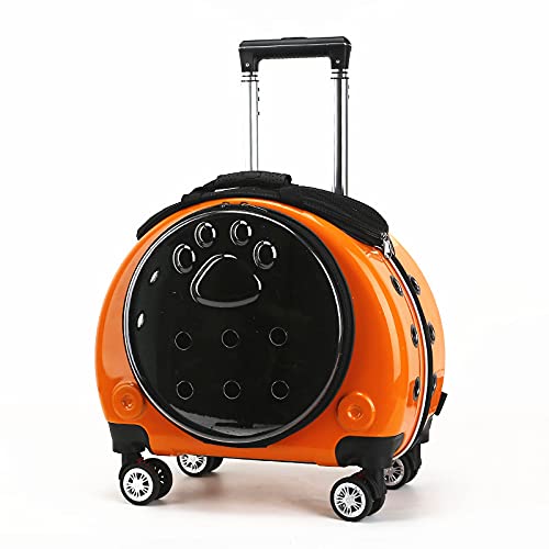 Haustier-Reisetasche, transparent, doppelte Schultertasche, geeignet für kleine Hunde, Katzen, Trolley-Koffer, tragbar zum Ausgehen (Orange) von HOQUSA