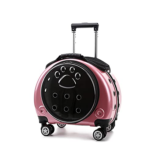 Haustier-Reisetasche, transparent, doppelte Schultertasche, geeignet für kleine Hunde, Katzen, Trolley-Koffer, tragbar zum Ausgehen (Rose Pink) von HOQUSA