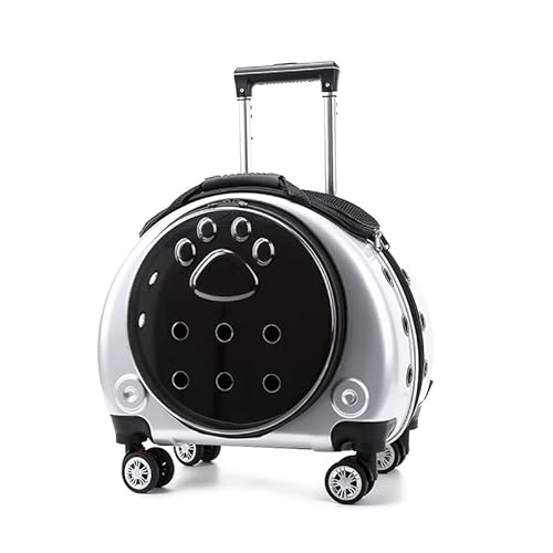 Haustier-Reisetasche, transparent, doppelte Schultertasche, geeignet für kleine Hunde, Katzen, Trolley-Koffer, tragbar zum Ausgehen (Silber) von HOQUSA