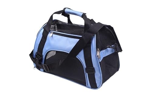 Pet Bag Verschleißfeste Katze Hund Rucksack Tragbare Crossbody Tasche Tragbare Atmungsaktive Kunststoff Mesh Tasche (Blau) von HOQUSA