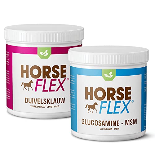 HorseFlex Senior Kombi Deal Glucosamine MSM (1500g) + Teufelskralle (1000g) für Pferde | Zur Unterstützung der Beweglichkeit und den Erhalt von geschmeidigen Gelenken | Gut geeignet für ältere Pferde von HORSE FLEX