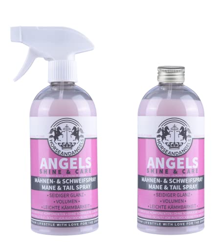 HORSEANDANGELS Mähnenspray für Pferde Duft - Schweifspray für Pferde Duft - Glanzspray für Volumen, leichtes Kämmen, schnelle Entwirrung, Mandelblütenduft - Pferde Zubehör & Pferdepflege (1000ml) von HORSEANDANGELS