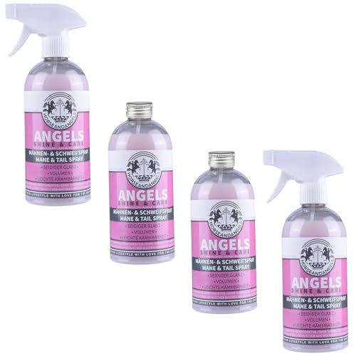 HORSEANDANGELS Mähnenspray für Pferde Duft - Schweifspray für Pferde Duft - Glanzspray für Volumen, leichtes Kämmen, schnelle Entwirrung, Mandelblütenduft - Pferde Zubehör & Pferdepflege (2000ml) von HORSEANDANGELS