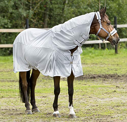 HORZE Pferdedecke Nevada Combo, Regendecke und Fliegendecke für Pferd und Pony, Grau, 155 von HORZE
