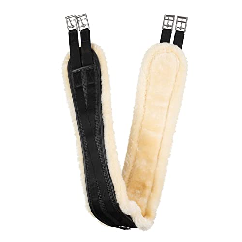 HORZE Sattelgurt Atlanta, Langgurt mit abnehmbarem Fleece und elastischen Enden, Schwarz, 125 von HORZE