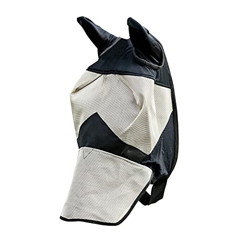 Horze Fliegenhaube für Pferde, Fliegenmaske mit Schutz für Nüstern und Ohren, UV Schutz, Braun, C von HORZE