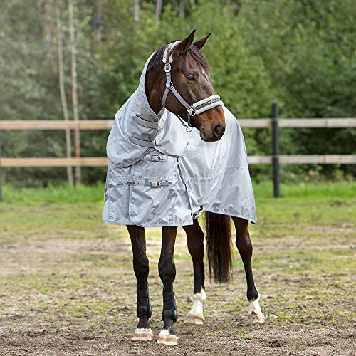 Horze Nevada Sommerdecke/Fliegendecke für Pferde, leichte Regen-Weidedecke, 600D, Grau, 145 von HORZE