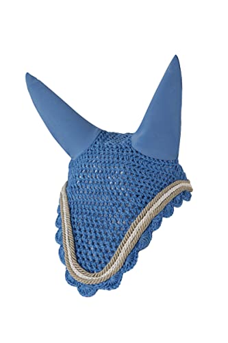 Horze Pferde Fliegenhaube Windsor, gehäkelter Ohrenschutz für Pferde, Blau, P von HORZE
