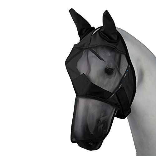 Horze Pferde Fliegenmaske, Fliegenschutz mit UV Schutz, Fliegenmaske mit Ohrenschutz, Grau, XS von HORZE