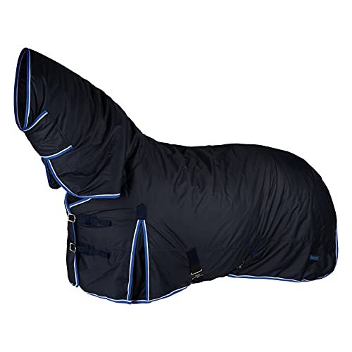 Horze Pferde Regendecke mit Halsteil Glasgow, Pferdedecke 150g, Blau, 155 Horze Pferde Regendecke mit Halsteil Glasgow, Pferdedecke 150g, Blau, 155 von HORZE