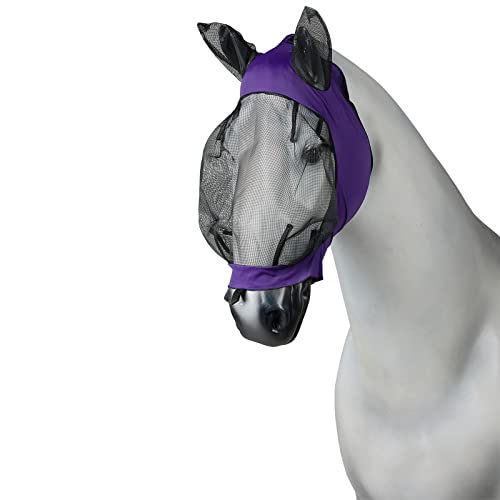 Horze Pferde Fliegenmaske mit Ohren, Stretch Fliegenhaube für Pferd und Pony, Lila, C von HORZE