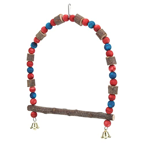 HOSEONFN for Lovebirds Finken Sittiche Wellensittiche Vogelschaukel Spielzeug zum Aufhängen stehender Papageienkäfig mit Haken für Wellensittiche, langlebige Holzstange, Übungsspielaktivität (1000 ml) von HOSEONFN