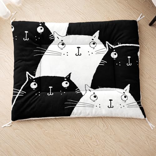 HOSIMA Hundebett, Haustiermatte Hundematte mit Cartoon-Aufdruck, Weiche Waschbare Katzenmatte, Unterseite aus Lammfell kann an Haustierbett Gebunden Werden (AB043 S) von HOSIMA