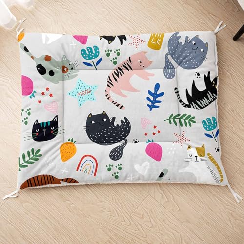 HOSIMA Hundebett, Haustiermatte Hundematte mit Cartoon-Aufdruck, Weiche Waschbare Katzenmatte, Unterseite aus Lammfell kann an Haustierbett Gebunden Werden (AB054 M) von HOSIMA
