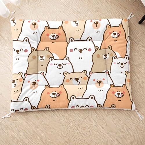 HOSIMA Hundebett, Haustiermatte Hundematte mit Cartoon-Aufdruck, Weiche Waschbare Katzenmatte, Unterseite aus Lammfell kann an Haustierbett Gebunden Werden (AB056 M) von HOSIMA