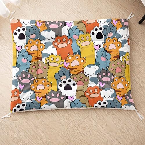 HOSIMA Hundebett, Haustiermatte Hundematte mit Cartoon-Aufdruck, Weiche Waschbare Katzenmatte, Unterseite aus Lammfell kann an Haustierbett Gebunden Werden (AF013 M) von HOSIMA