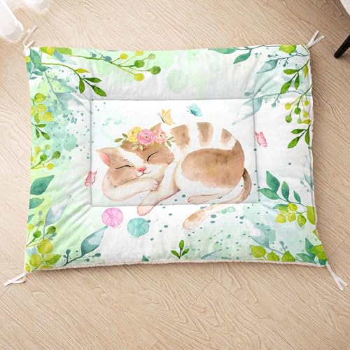 HOSIMA Hundebett, Haustiermatte Hundematte mit Cartoon-Aufdruck, Weiche Waschbare Katzenmatte, Unterseite aus Lammfell kann an Haustierbett Gebunden Werden (AF027 M) von HOSIMA