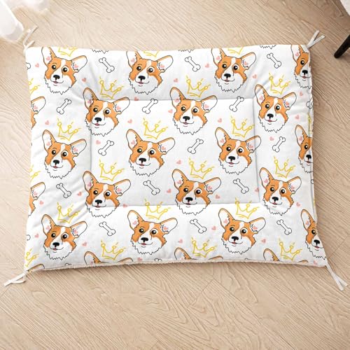 HOSIMA Hundebett, Haustiermatte Hundematte mit Cartoon-Hund-Aufdruck, Weiche Waschbare Katzenmatte, Unterseite aus Lammfell kann an Haustierbett Gebunden Werden (AB007 M) von HOSIMA