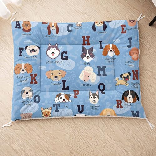HOSIMA Hundebett, Haustiermatte Hundematte mit Cartoon-Hund-Aufdruck, Weiche Waschbare Katzenmatte, Unterseite aus Lammfell kann an Haustierbett Gebunden Werden (AB039 S) von HOSIMA