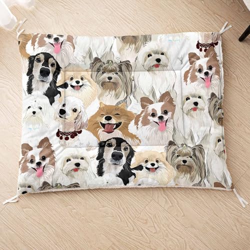 HOSIMA Hundebett, Haustiermatte Hundematte mit Cartoon-Hund-Aufdruck, Weiche Waschbare Katzenmatte, Unterseite aus Lammfell kann an Haustierbett Gebunden Werden (AB044 M) von HOSIMA