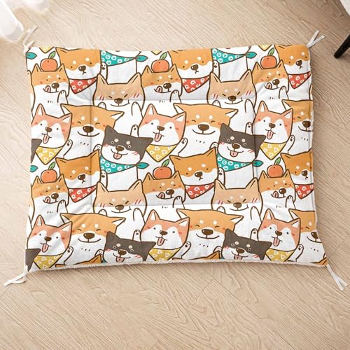 HOSIMA Hundebett, Haustiermatte Hundematte mit Cartoon-Hund-Aufdruck, Weiche Waschbare Katzenmatte, Unterseite aus Lammfell kann an Haustierbett Gebunden Werden (AB049 S) von HOSIMA