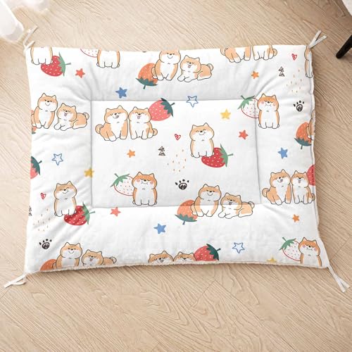 HOSIMA Hundebett, Haustiermatte Hundematte mit Cartoon-Hund-Aufdruck, Weiche Waschbare Katzenmatte, Unterseite aus Lammfell kann an Haustierbett Gebunden Werden (AB052 M) von HOSIMA