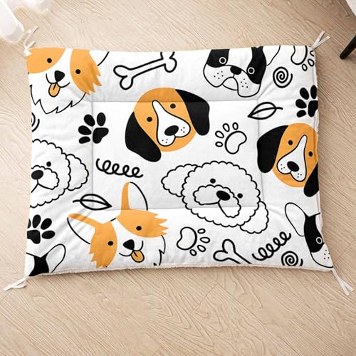 HOSIMA Hundebett, Haustiermatte Hundematte mit Cartoon-Hund-Aufdruck, Weiche Waschbare Katzenmatte, Unterseite aus Lammfell kann an Haustierbett Gebunden Werden (AC002 M) von HOSIMA