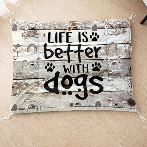 HOSIMA Hundebett, Haustiermatte Hundematte mit Cartoon-Hund-Aufdruck, Weiche Waschbare Katzenmatte, Unterseite aus Lammfell kann an Haustierbett Gebunden Werden (AE006 S) von HOSIMA