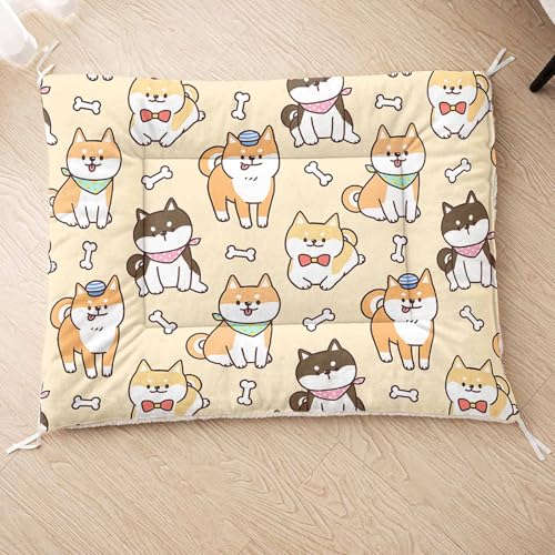 HOSIMA Hundebett, Haustiermatte Hundematte mit Cartoon-Hund-Aufdruck, Weiche Waschbare Katzenmatte, Unterseite aus Lammfell kann an Haustierbett Gebunden Werden (AG004 M) von HOSIMA