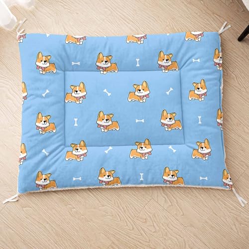 HOSIMA Hundebett, Haustiermatte Hundematte mit Cartoon-Hund-Aufdruck, Weiche Waschbare Katzenmatte, Unterseite aus Lammfell kann an Haustierbett Gebunden Werden (AG054 M) von HOSIMA