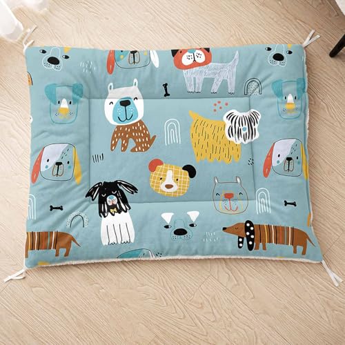 HOSIMA Hundebett, Haustiermatte Hundematte mit Cartoon-Hund-Aufdruck, Weiche Waschbare Katzenmatte, Unterseite aus Lammfell kann an Haustierbett Gebunden Werden (AH004 S) von HOSIMA