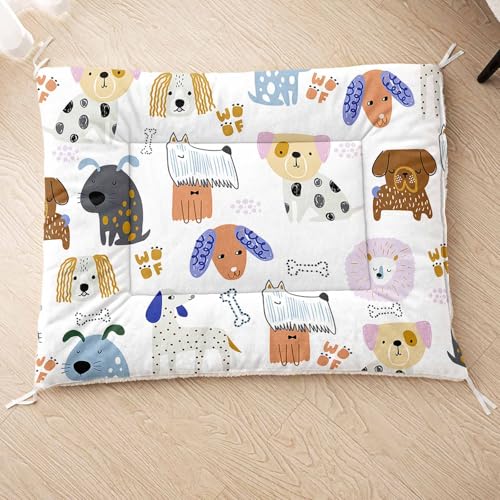 HOSIMA Hundebett, Haustiermatte Hundematte mit Cartoon-Hund-Aufdruck, Weiche Waschbare Katzenmatte, Unterseite aus Lammfell kann an Haustierbett Gebunden Werden (AH043 S) von HOSIMA