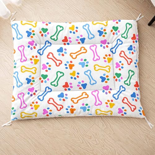 HOSIMA Hundebett, Haustiermatte Hundematte mit Cartoon-Knochen-Aufdruck, Weiche Waschbare Katzenmatte, Unterseite aus Lammfell kann an Haustierbett Gebunden Werden (AB001 S) von HOSIMA