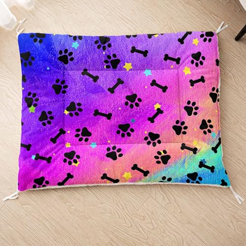 HOSIMA Hundebett, Haustiermatte Hundematte mit Cartoon-Knochen-Aufdruck, Weiche Waschbare Katzenmatte, Unterseite aus Lammfell kann an Haustierbett Gebunden Werden (AB025 M) von HOSIMA