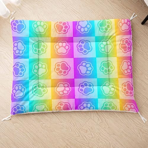 HOSIMA Hundebett, Haustiermatte Hundematte mit Cartoon-Knochen-Aufdruck, Weiche Waschbare Katzenmatte, Unterseite aus Lammfell kann an Haustierbett Gebunden Werden (AC003 M) von HOSIMA