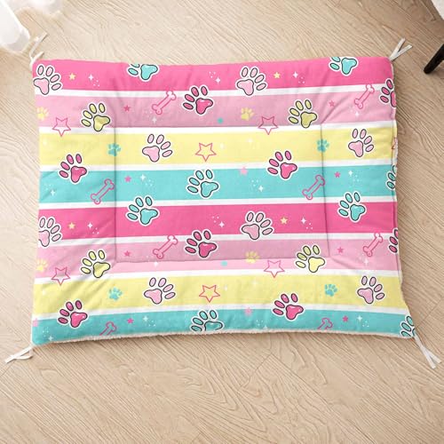 HOSIMA Hundebett, Haustiermatte Hundematte mit Cartoon-Knochen-Aufdruck, Weiche Waschbare Katzenmatte, Unterseite aus Lammfell kann an Haustierbett Gebunden Werden (AF004 S) von HOSIMA