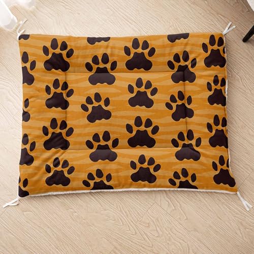 HOSIMA Hundebett, Haustiermatte Hundematte mit Cartoon-Knochen-Aufdruck, Weiche Waschbare Katzenmatte, Unterseite aus Lammfell kann an Haustierbett Gebunden Werden (AG047 S) von HOSIMA