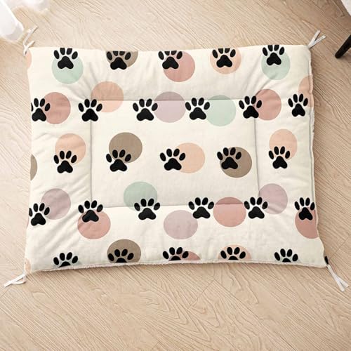 HOSIMA Hundebett, Haustiermatte Hundematte mit Cartoon-Knochen-Aufdruck, Weiche Waschbare Katzenmatte, Unterseite aus Lammfell kann an Haustierbett Gebunden Werden (AG052 M) von HOSIMA