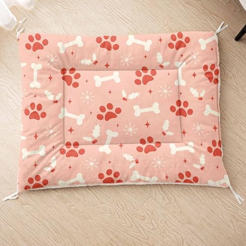 HOSIMA Hundebett, Haustiermatte Hundematte mit Cartoon-Knochen-Aufdruck, Weiche Waschbare Katzenmatte, Unterseite aus Lammfell kann an Haustierbett Gebunden Werden (AG053 M) von HOSIMA