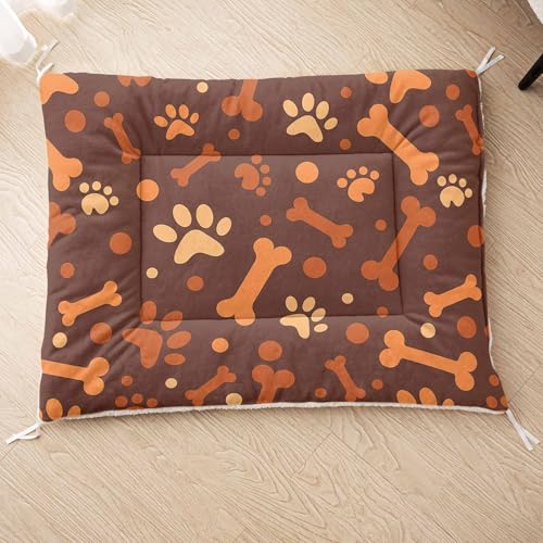 HOSIMA Hundebett, Haustiermatte Hundematte mit Cartoon-Knochen-Aufdruck, Weiche Waschbare Katzenmatte, Unterseite aus Lammfell kann an Haustierbett Gebunden Werden (AG057 S) von HOSIMA