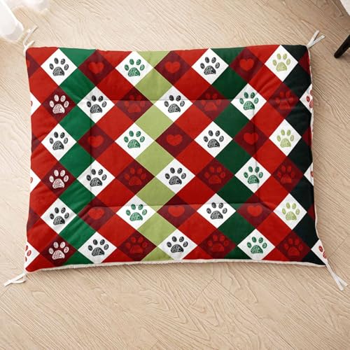 HOSIMA Hundebett, Haustiermatte Hundematte mit Cartoon-Knochen-Aufdruck, Weiche Waschbare Katzenmatte, Unterseite aus Lammfell kann an Haustierbett Gebunden Werden (AG060 M) von HOSIMA