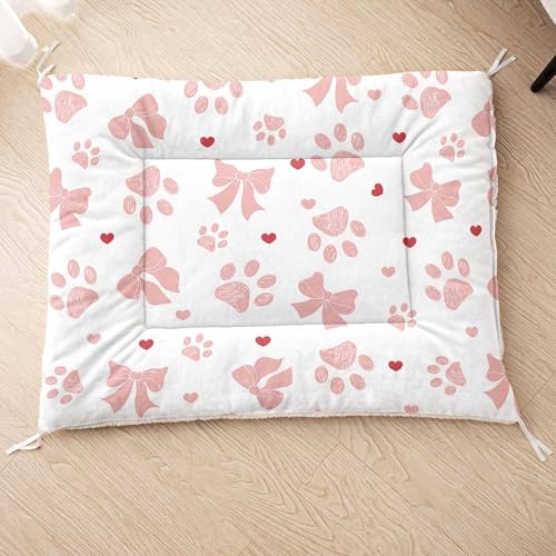 HOSIMA Hundebett, Haustiermatte Hundematte mit Cartoon-Knochen-Aufdruck, Weiche Waschbare Katzenmatte, Unterseite aus Lammfell kann an Haustierbett Gebunden Werden (AH007 S) von HOSIMA